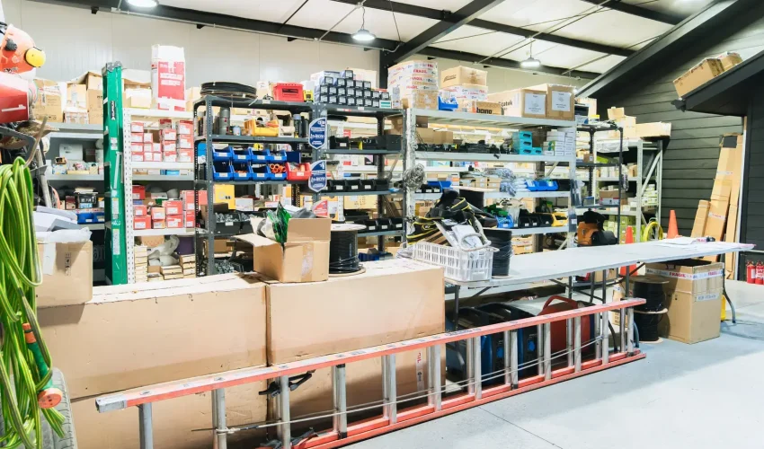 Bodega y stock de materiales de Tecnowsky en Los Ángeles para instalaciones de seguridad electrónica en terreno